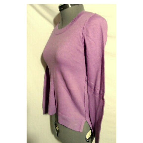 INC Sweater Top XS Lilac Purple reverse seams hi-lo hem Ribbed knit - Picture 2 of 6